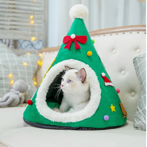 niche-pour-chat-Chatpin-de-Noel-vert-multi-droit