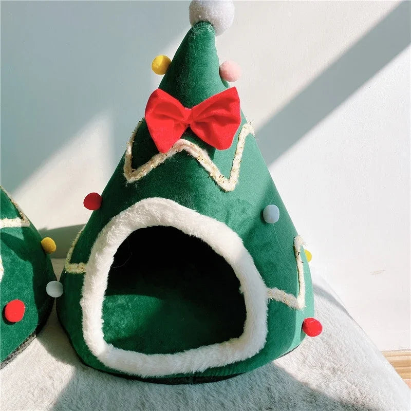 niche-pour-chat-Chatpin-de-Noel-vert-vide