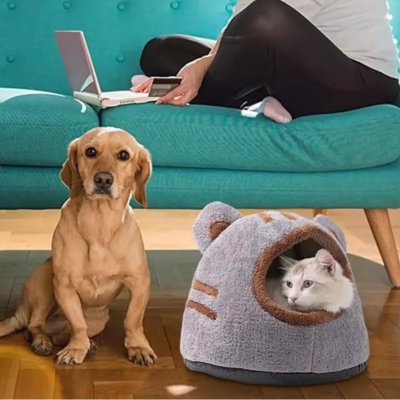 niche-pour-chat-teddy-bear-avec-chien